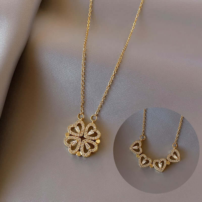 Adjustable Clover Heart Necklace - Celeste