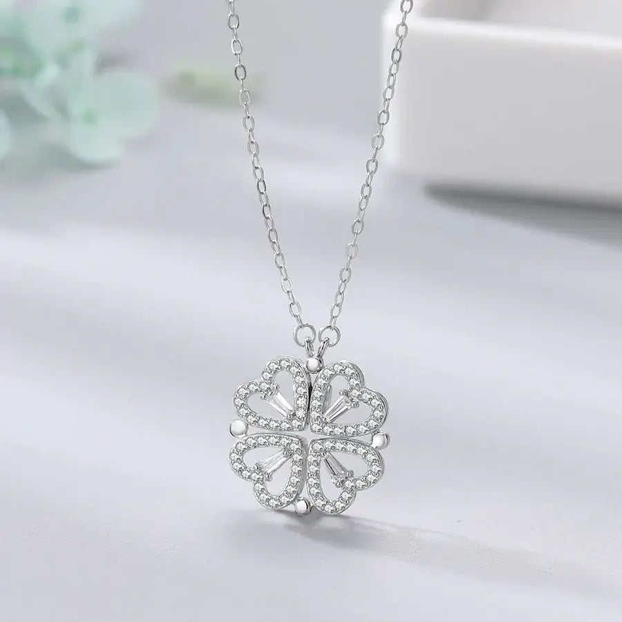 Adjustable Clover Heart Necklace - Celeste