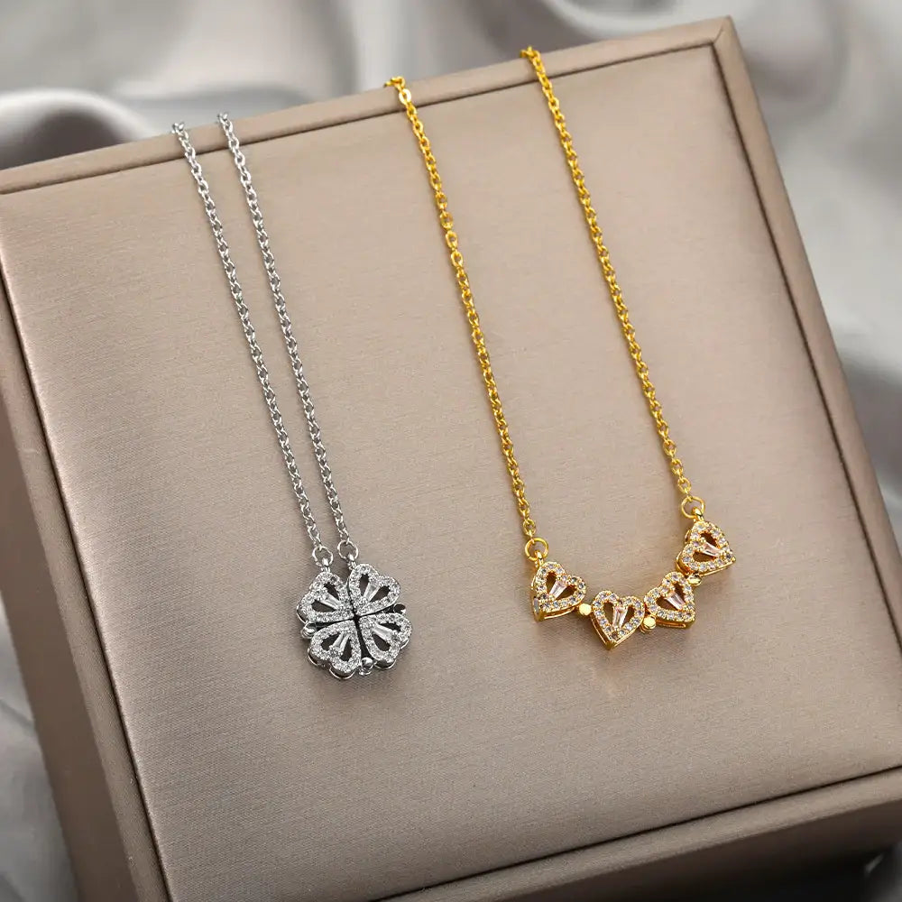 Adjustable Clover Heart Necklace - Celeste