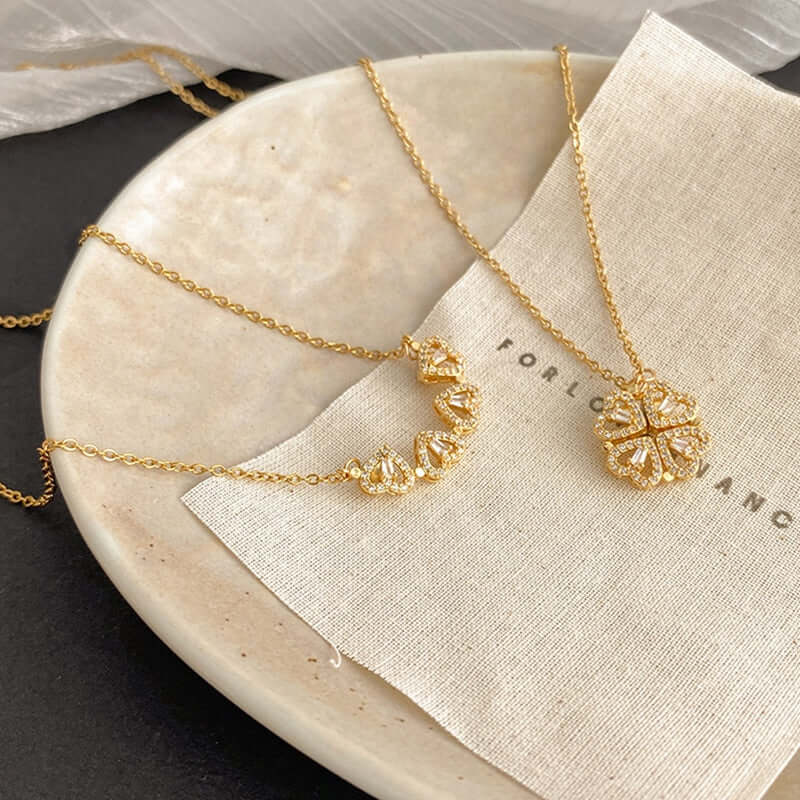 Adjustable Clover Heart Necklace - Celeste