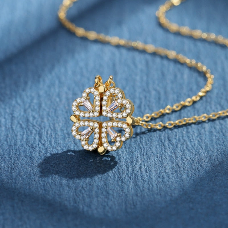 Adjustable Clover Heart Necklace - Celeste