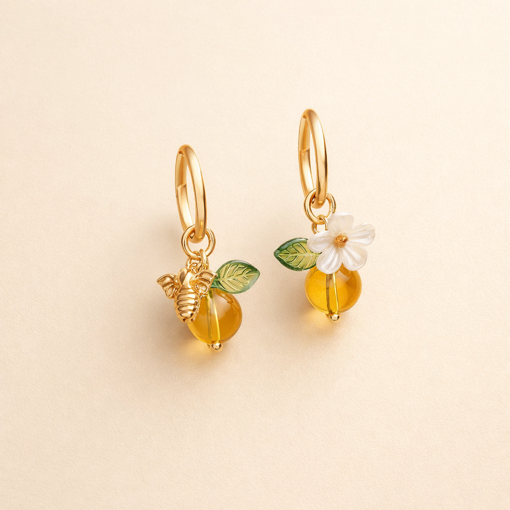 Bee & Blossom Charm Hoop Earrings