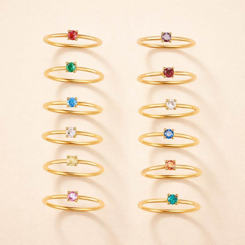 Birthstone Solitaire Ring - Elara