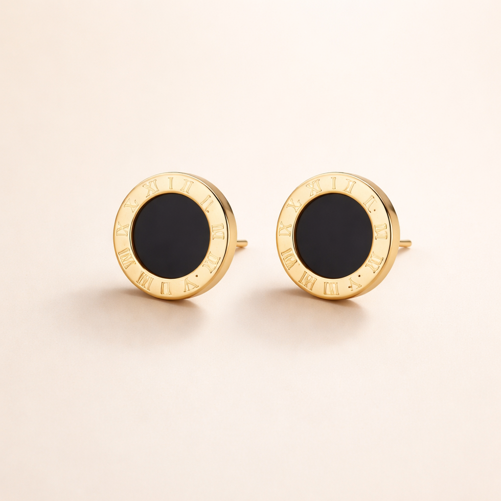 Black Stone Stud Earrings