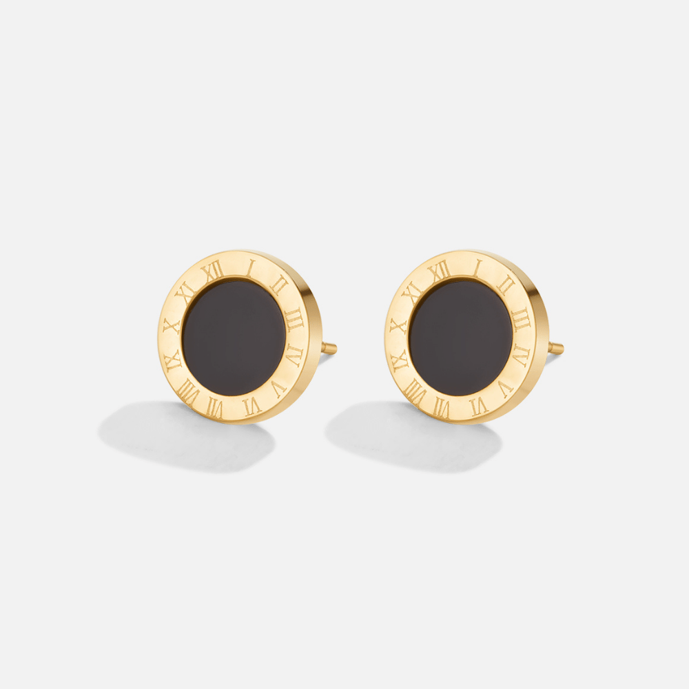 Black Stone Stud Earrings