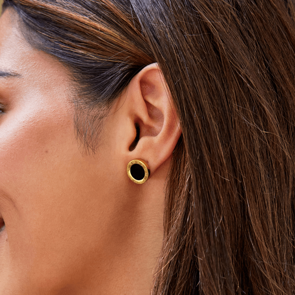 Black Stone Stud Earrings