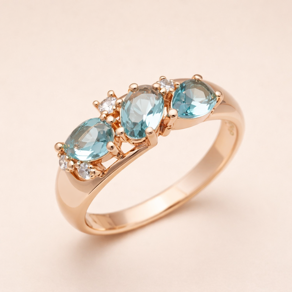 Blue Crystal Cluster Ring
