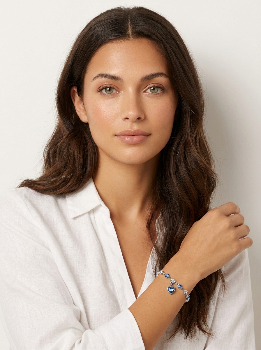 Blue Crystal Heart Bracelet