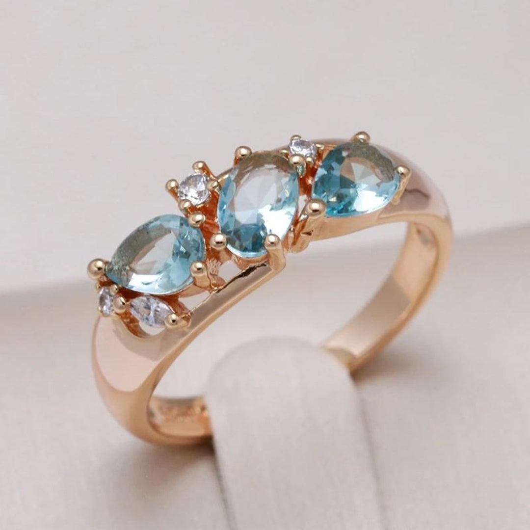 Blue Crystal Trilogy Ring - Celestine