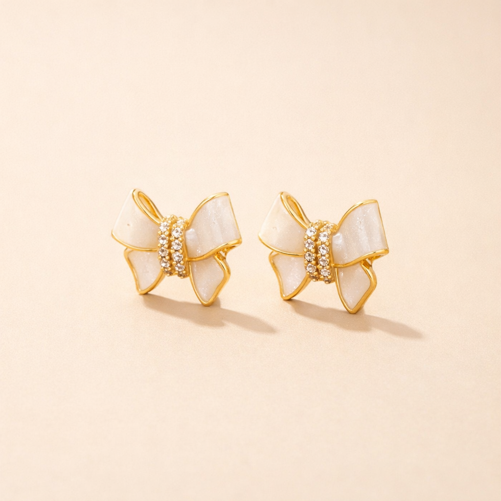 Bow Stud Earrings Gold