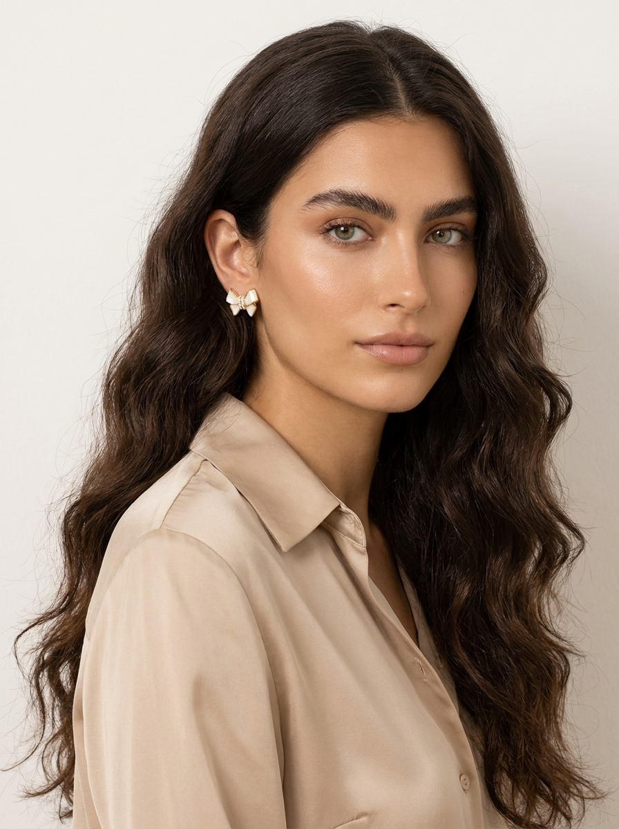 Bow Stud Earrings Gold
