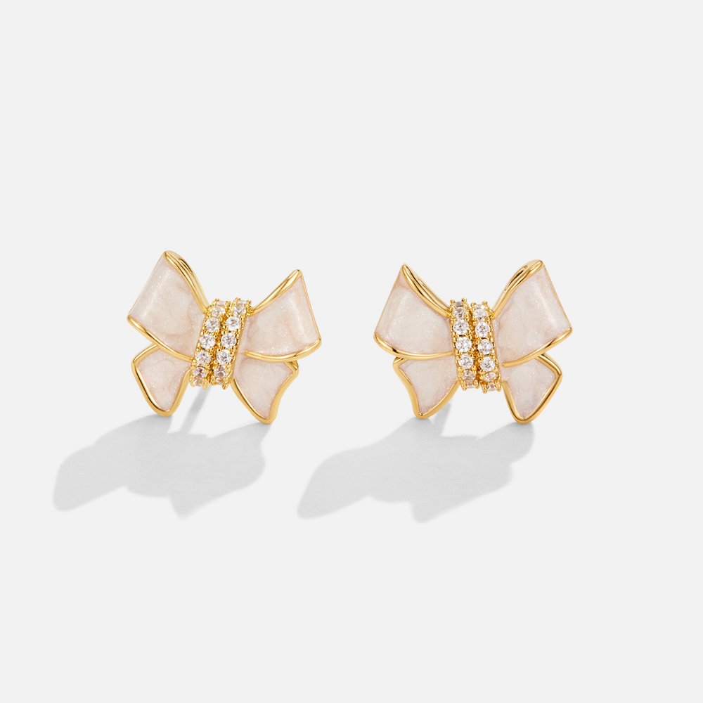Bow Stud Earrings Gold