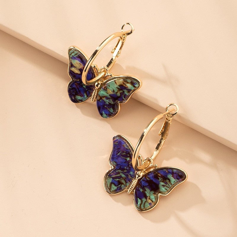 Butterfly Charm Hoop Earrings