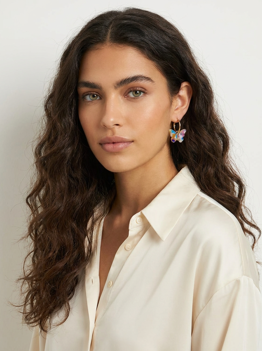 Butterfly Charm Hoop Earrings