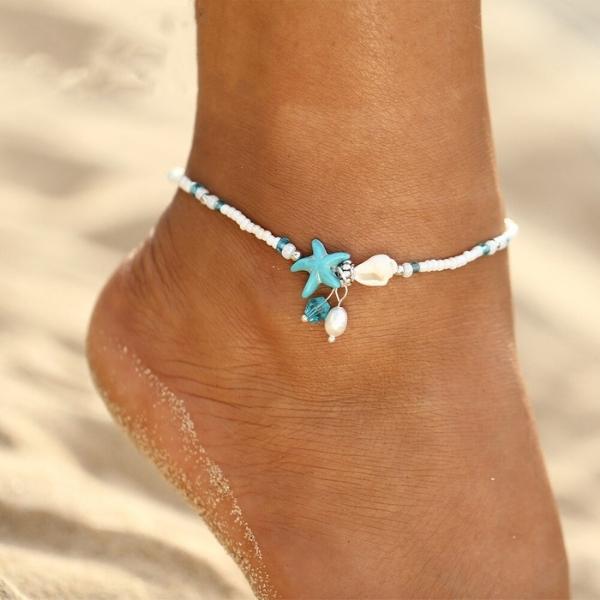 Coastal Beaded Charm Anklet
