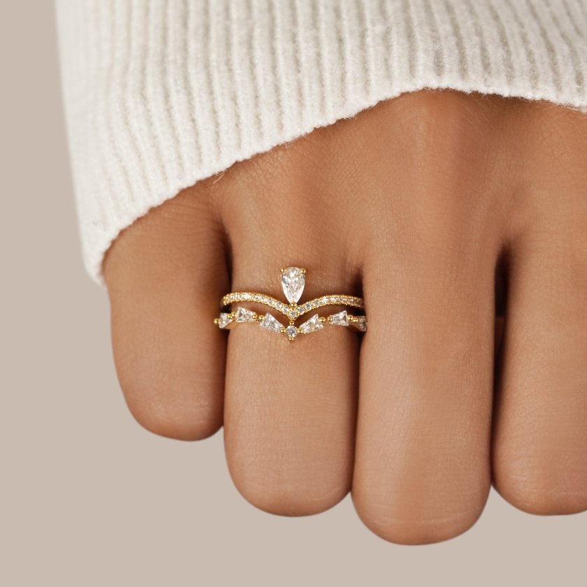 Crown Stacking Crystal Ring