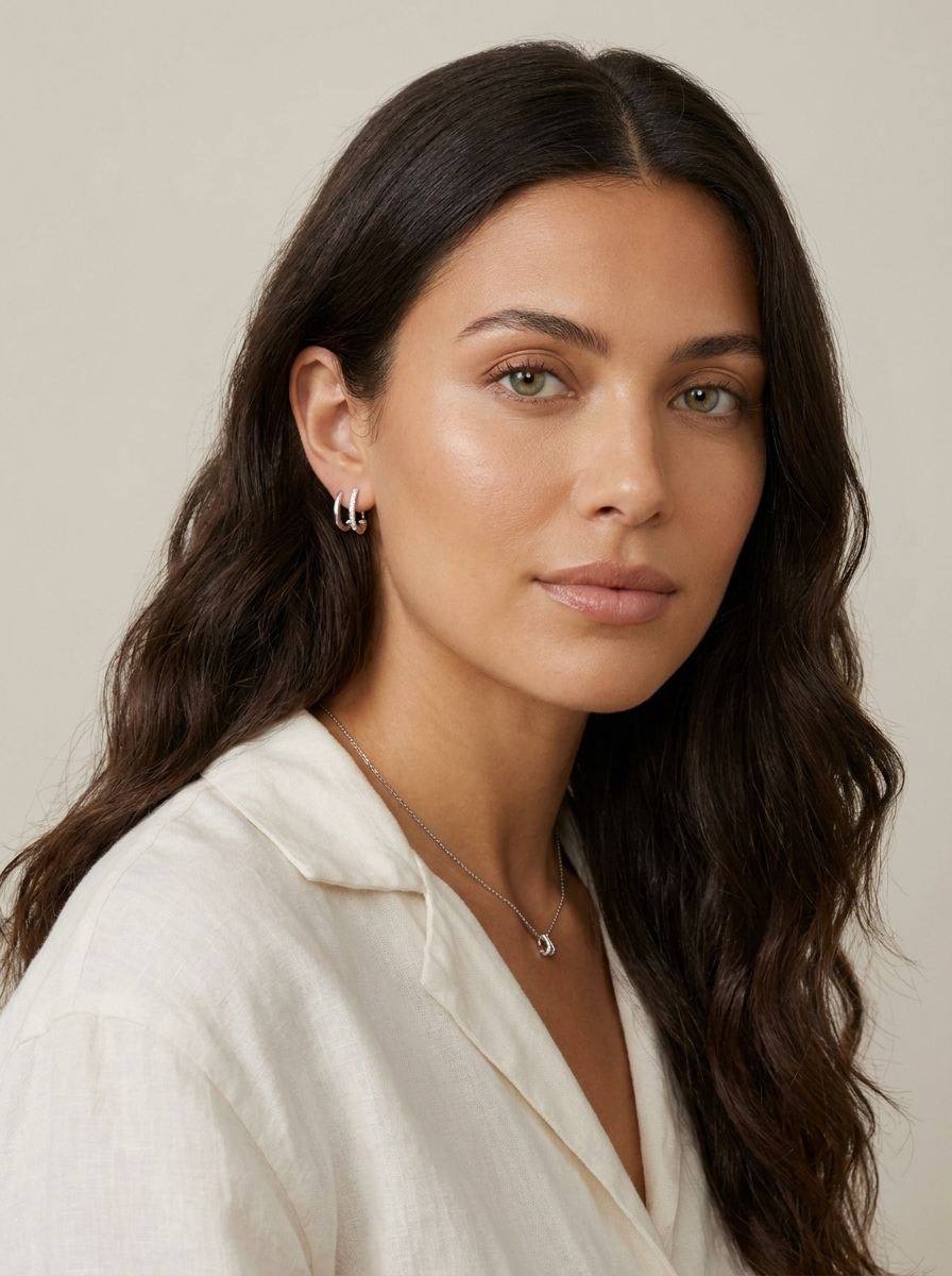 Crystal Double Curve Stud Earrings