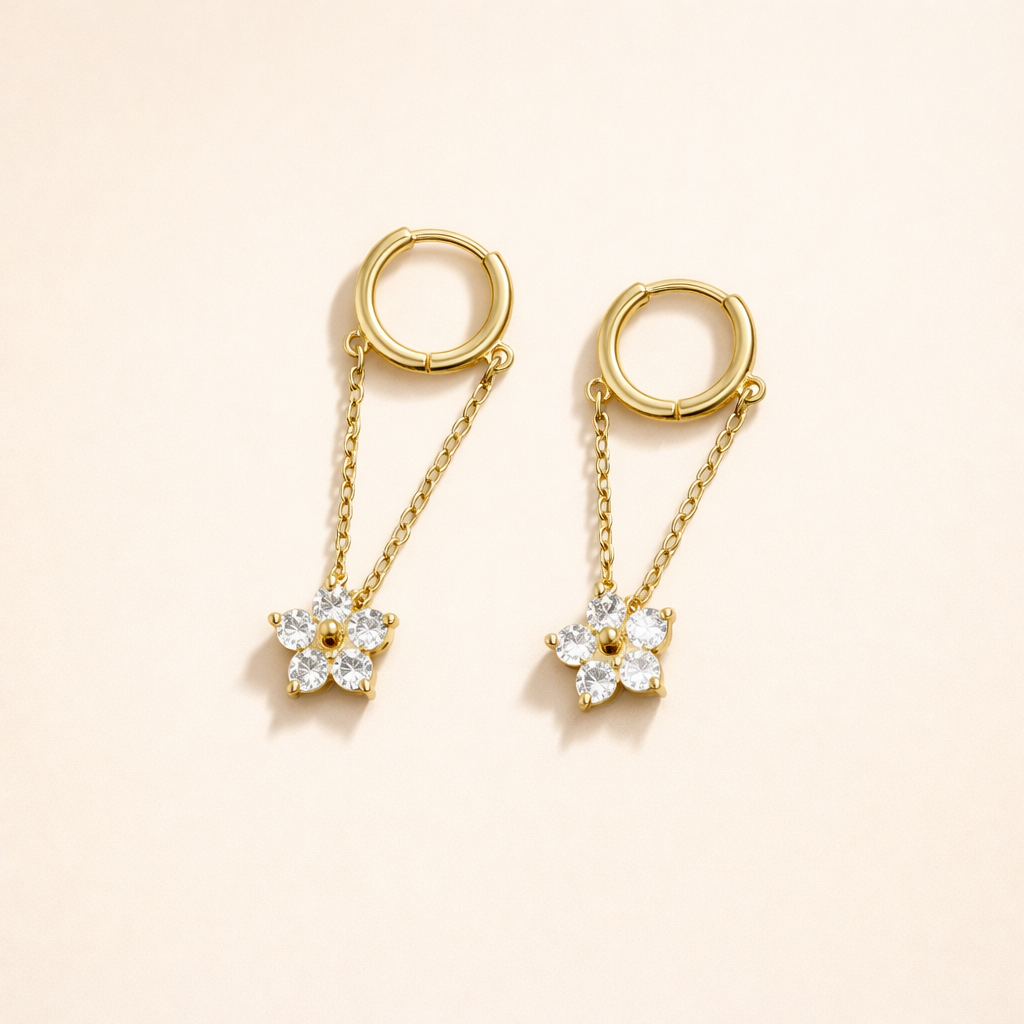Crystal Flower Hoop Earrings