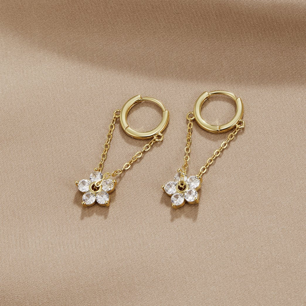 Crystal Flower Hoop Earrings