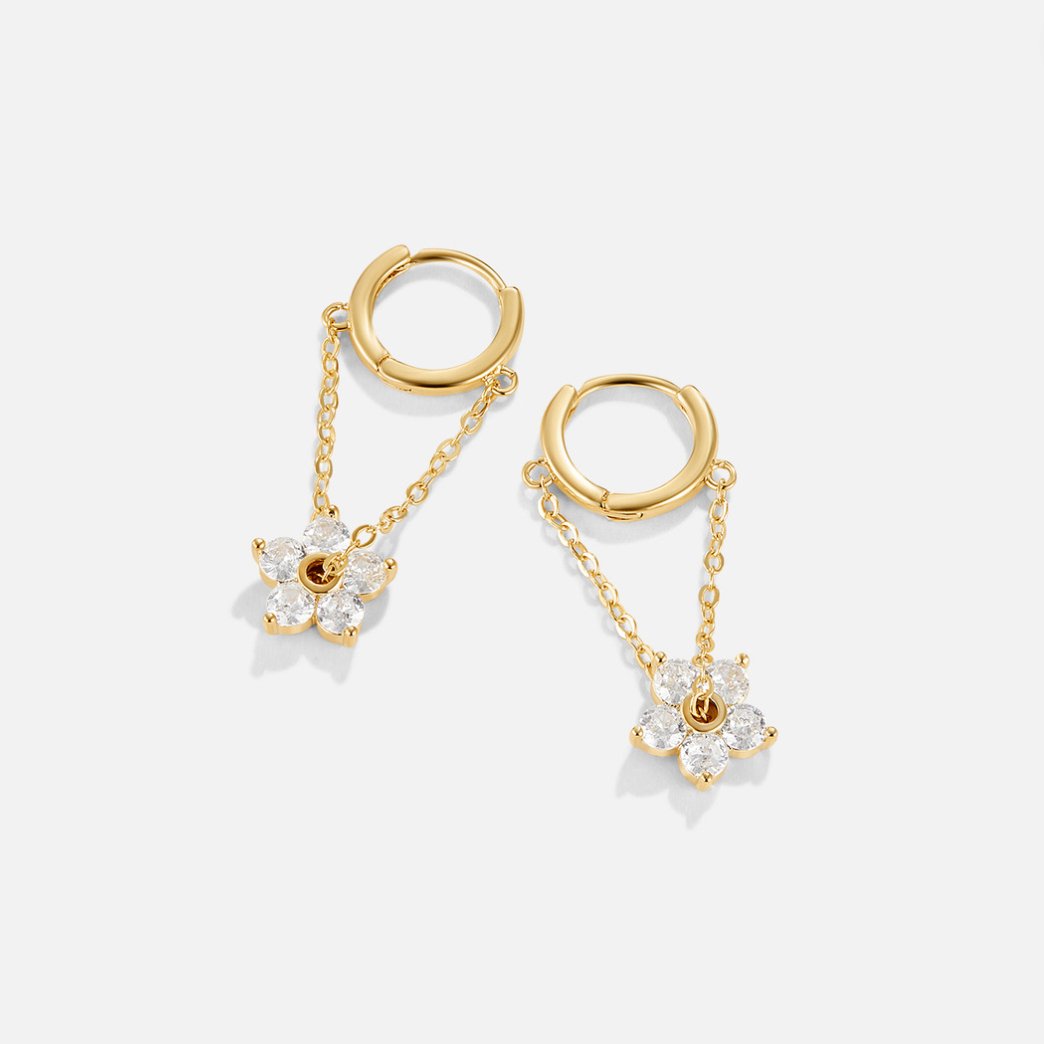 Crystal Flower Hoop Earrings