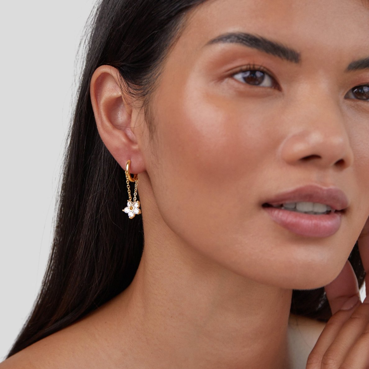 Crystal Flower Hoop Earrings