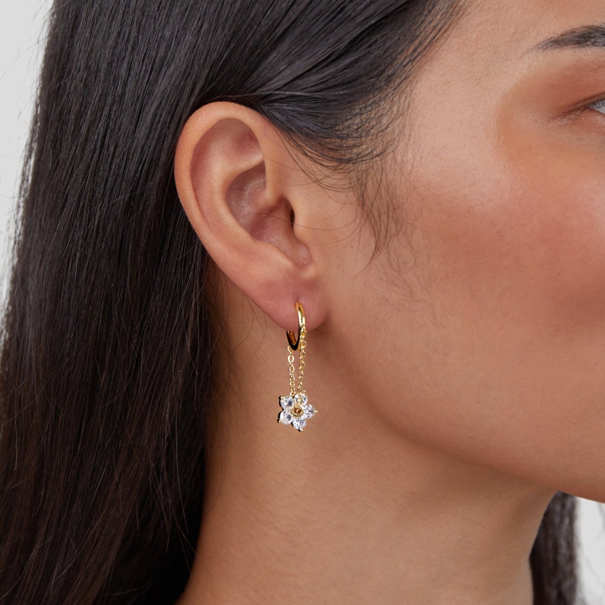 Crystal Flower Hoop Earrings