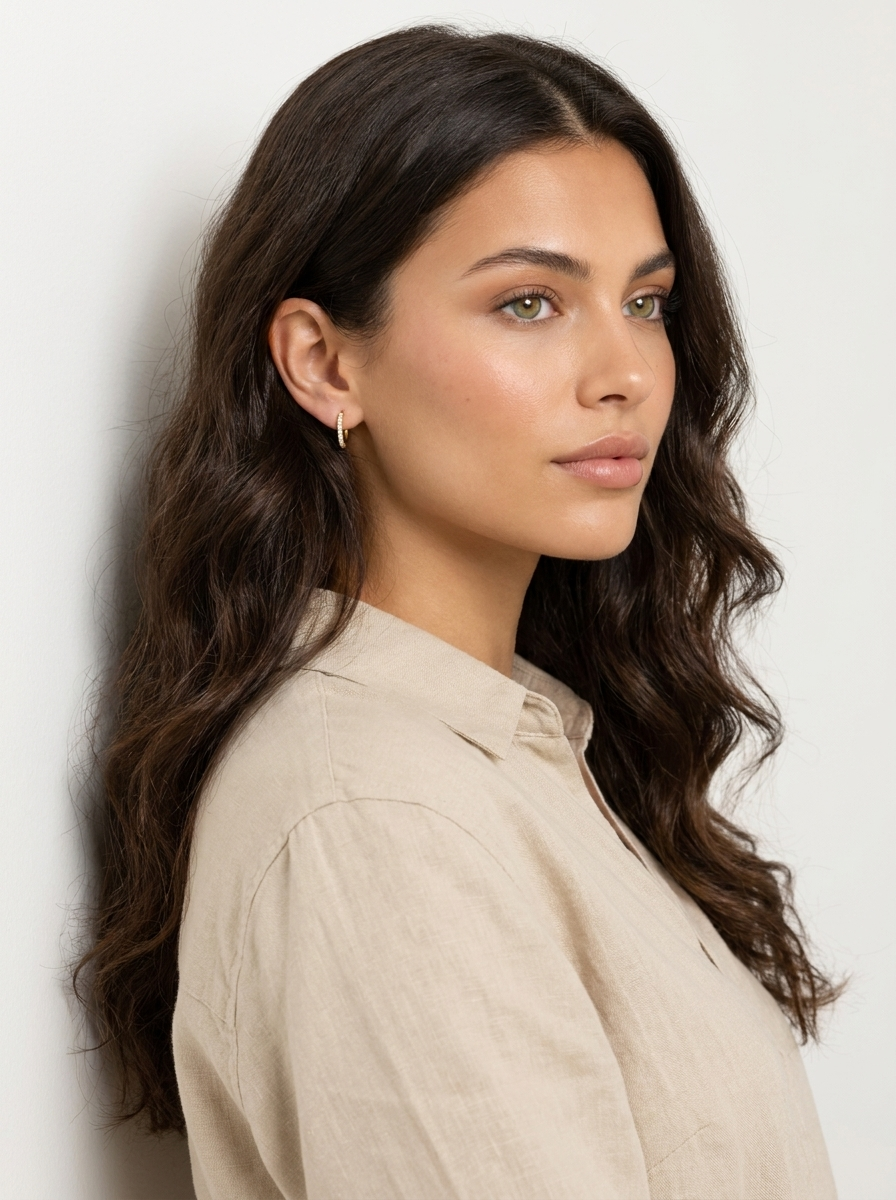 Crystal Huggie Hoop Earrings