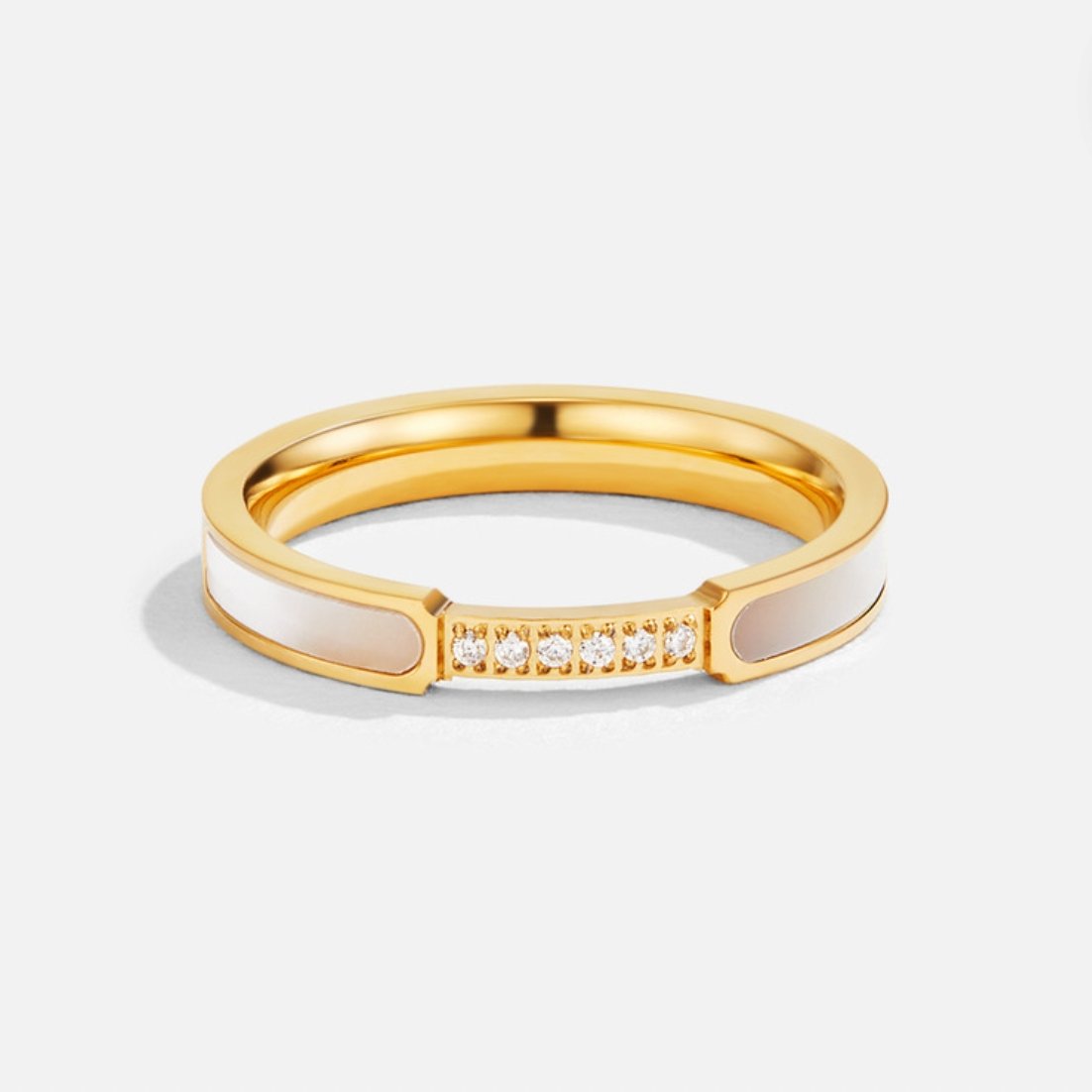 Crystal Inlay Gold Ring
