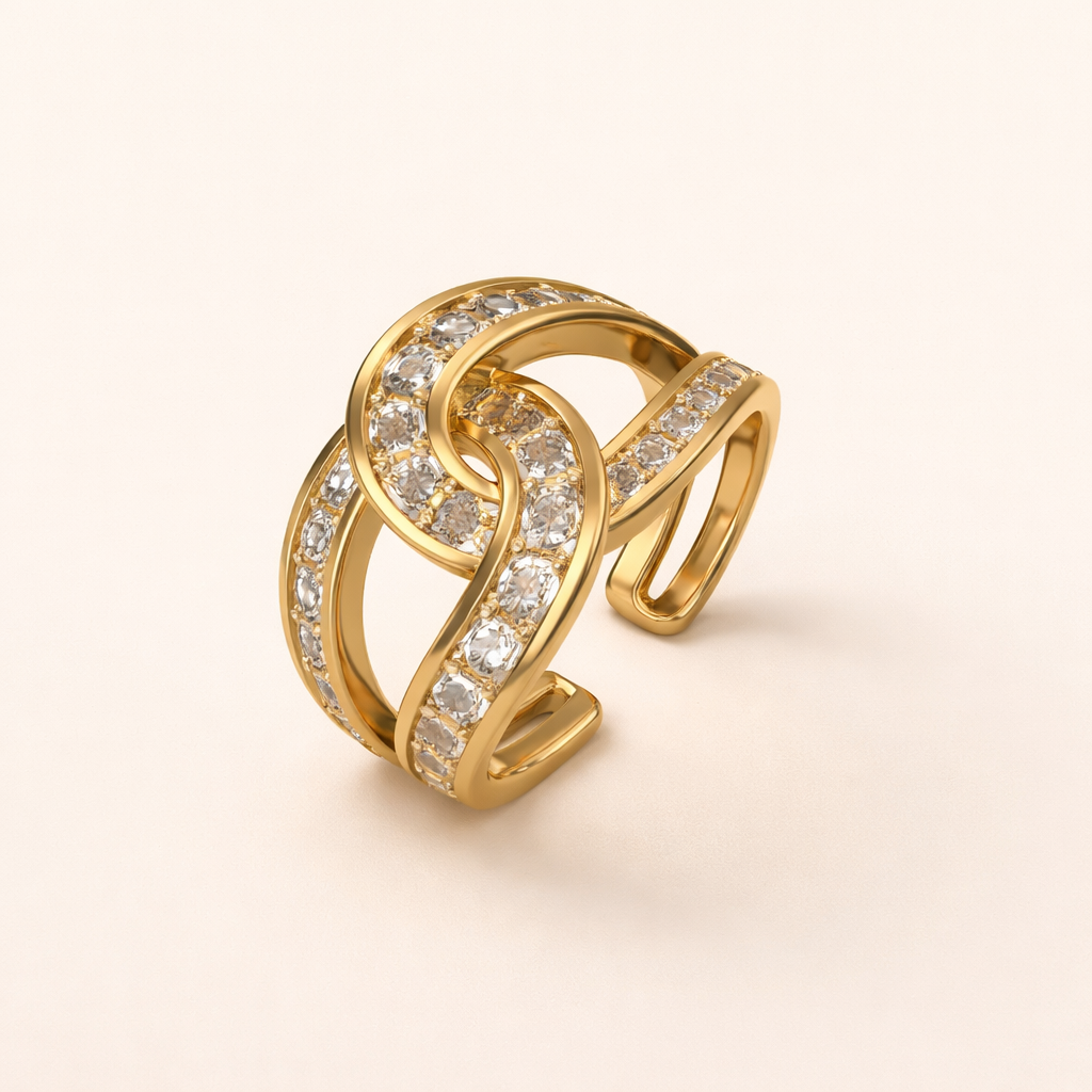 Crystal Knot Open Ring - Elara