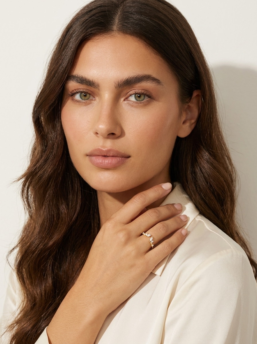 Crystal Laurel Open Ring