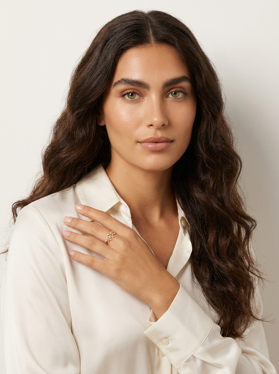 Crystal Leaf Vine Ring