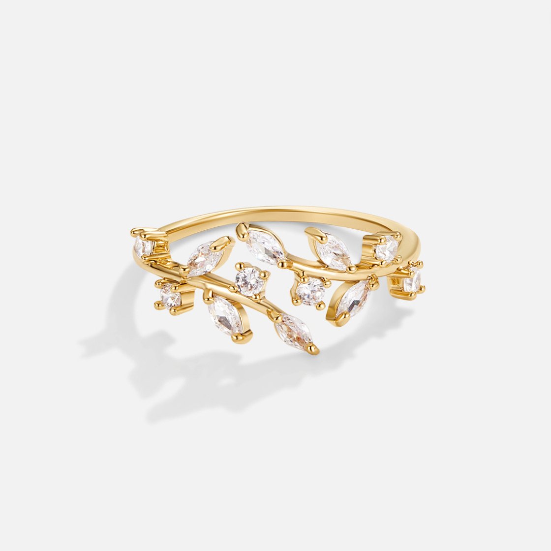Crystal Leaf Vine Ring