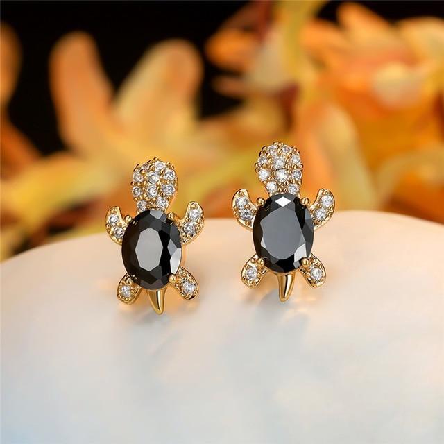 Crystal Turtle Stud Earrings