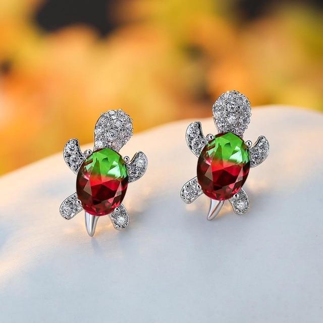 Crystal Turtle Stud Earrings