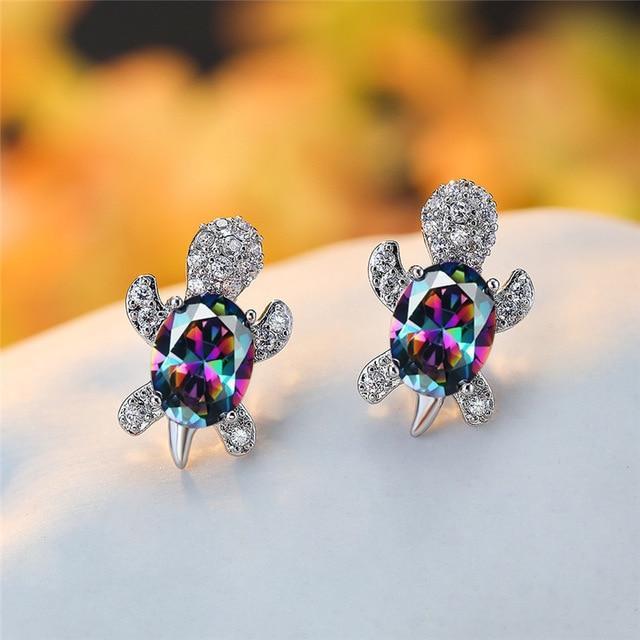 Crystal Turtle Stud Earrings