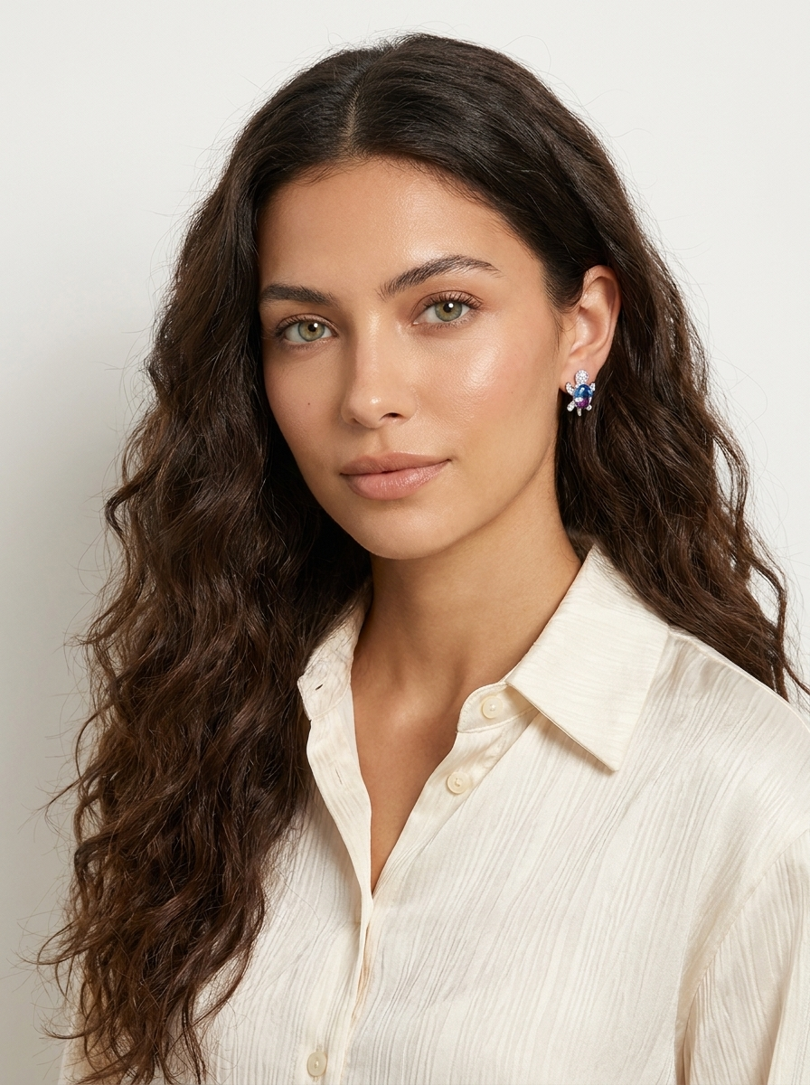 Crystal Turtle Stud Earrings