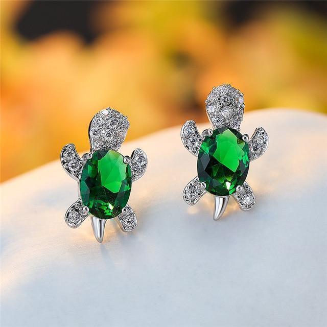 Crystal Turtle Stud Earrings
