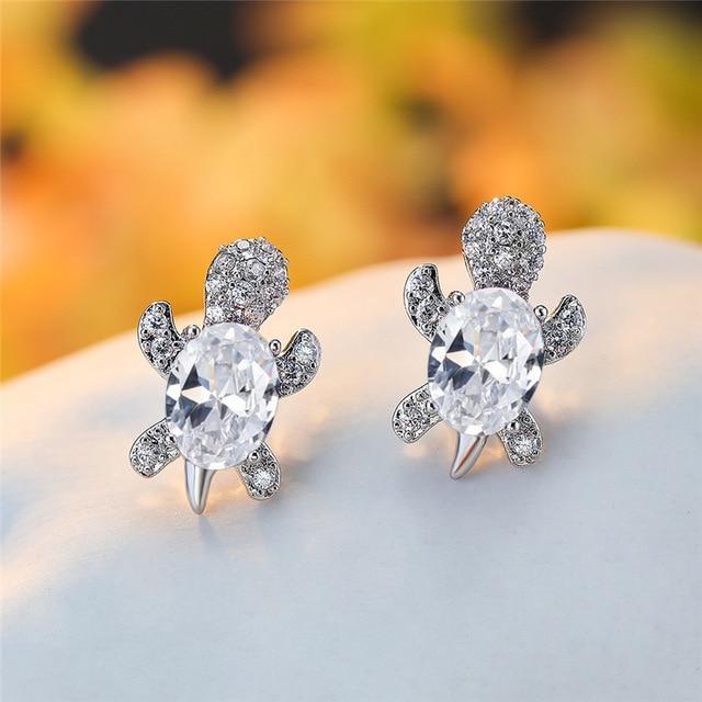 Crystal Turtle Stud Earrings