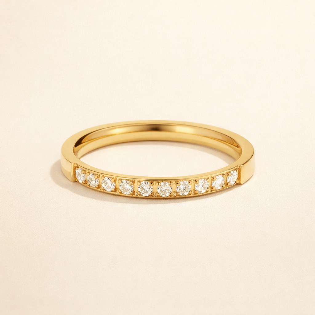 Gold Crystal Band Ring