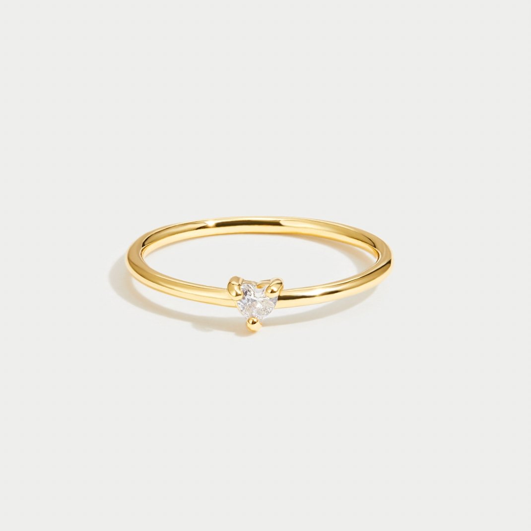 Delicate Heart Solitaire Ring