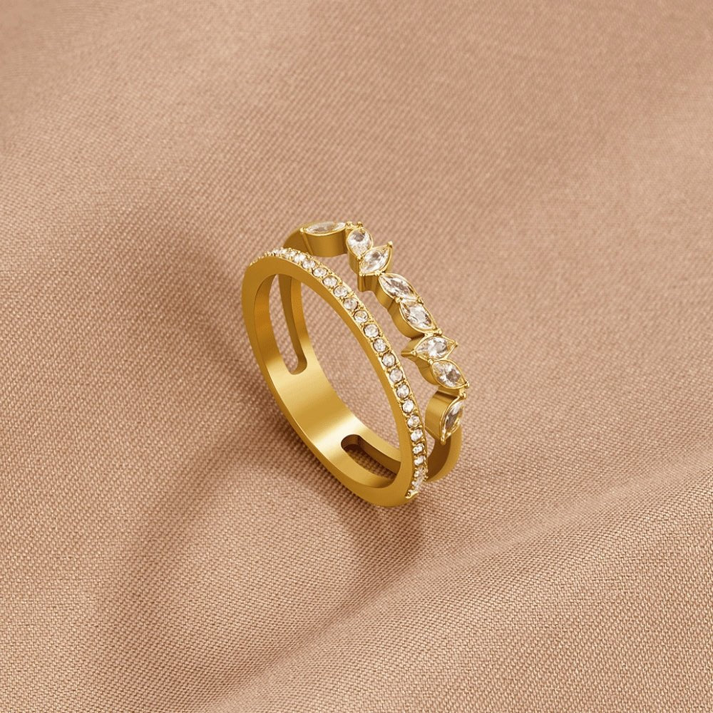Double Crystal Band Ring