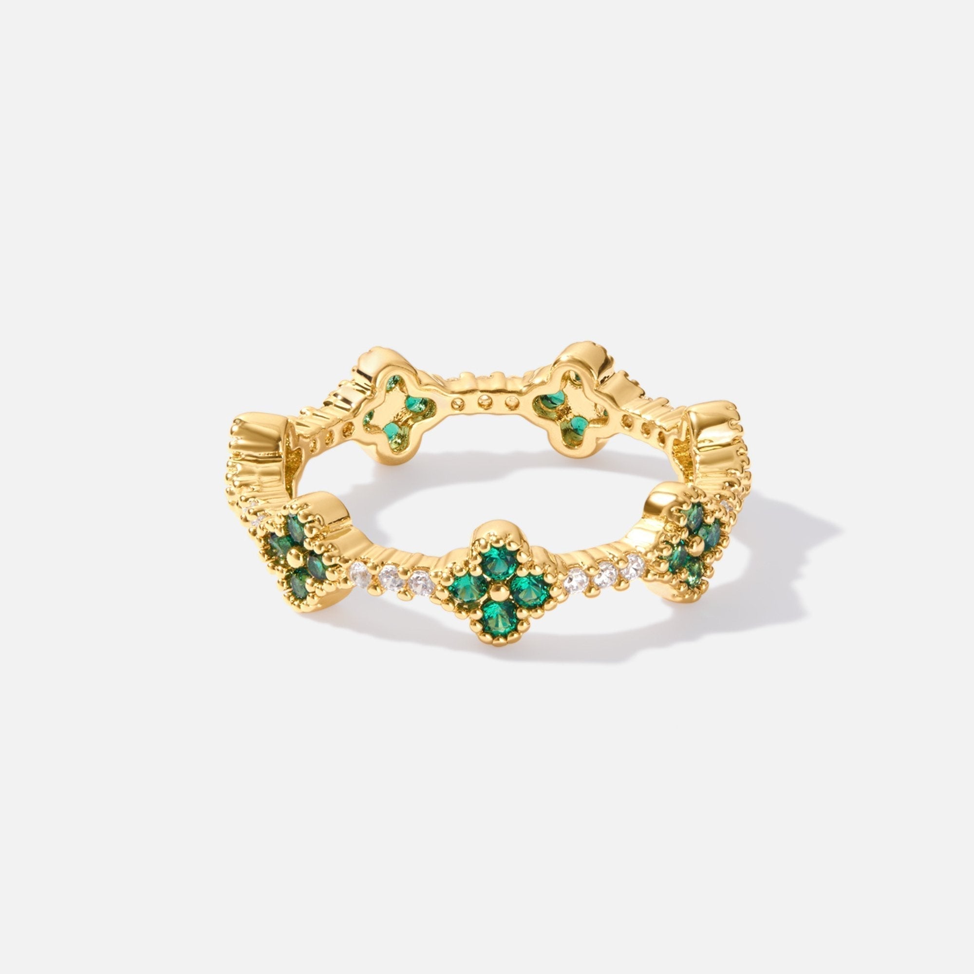 Emerald Clover Eternity Ring