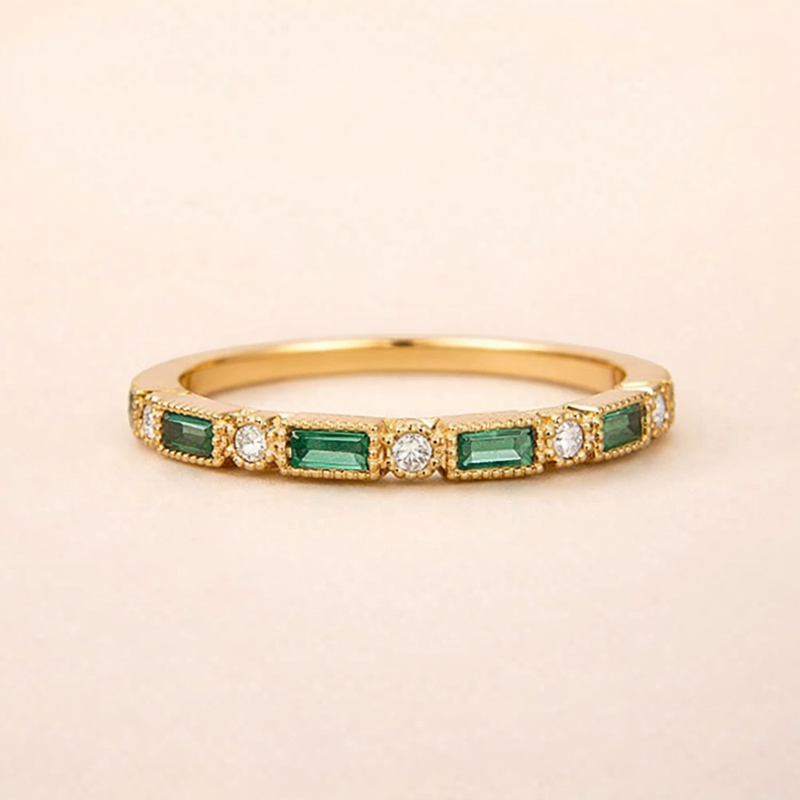 Emerald Crystal Band Ring - Emilia