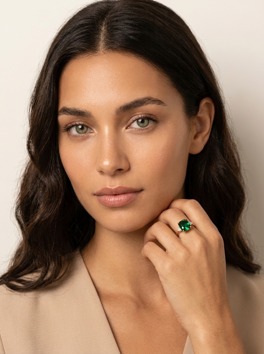 Emerald Crystal Statement Ring - Seraphina