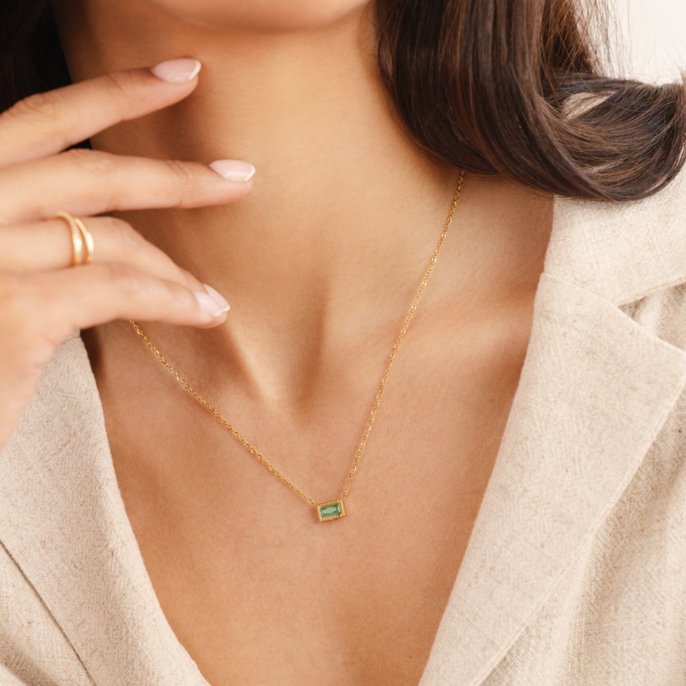 Emerald Cut Pendant Necklace