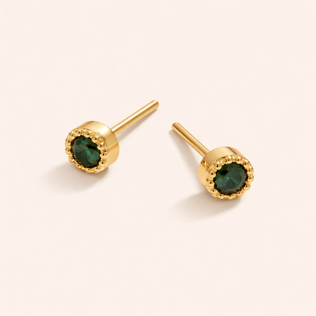 Emerald Crystal Stud Earrings