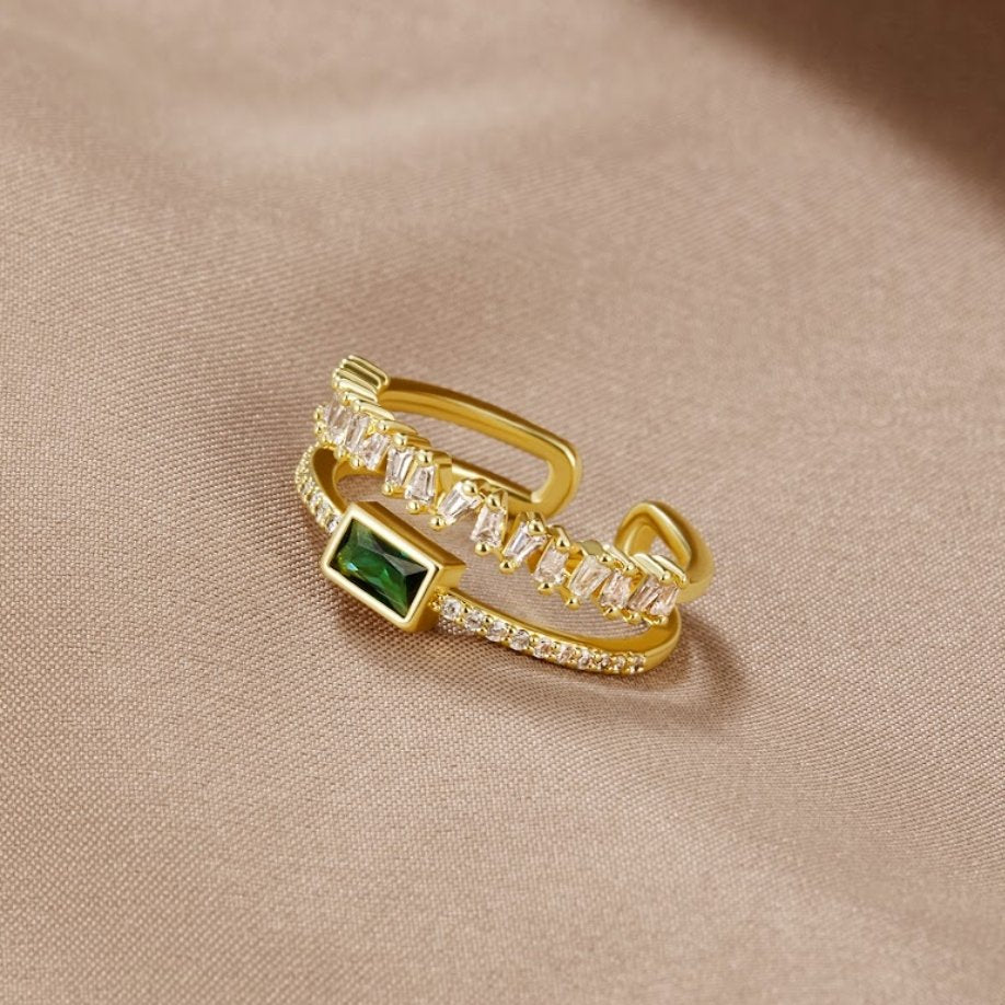 Emerald Open Halo Ring