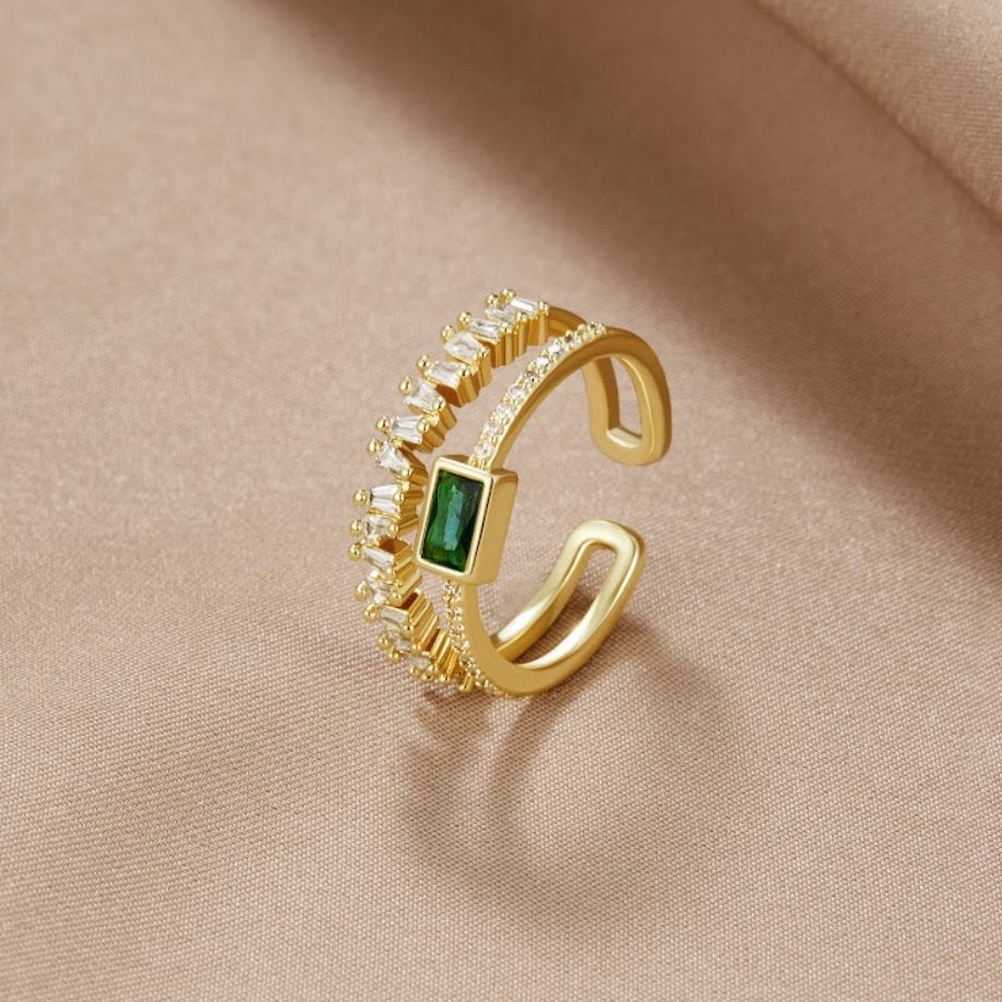 Emerald Open Halo Ring