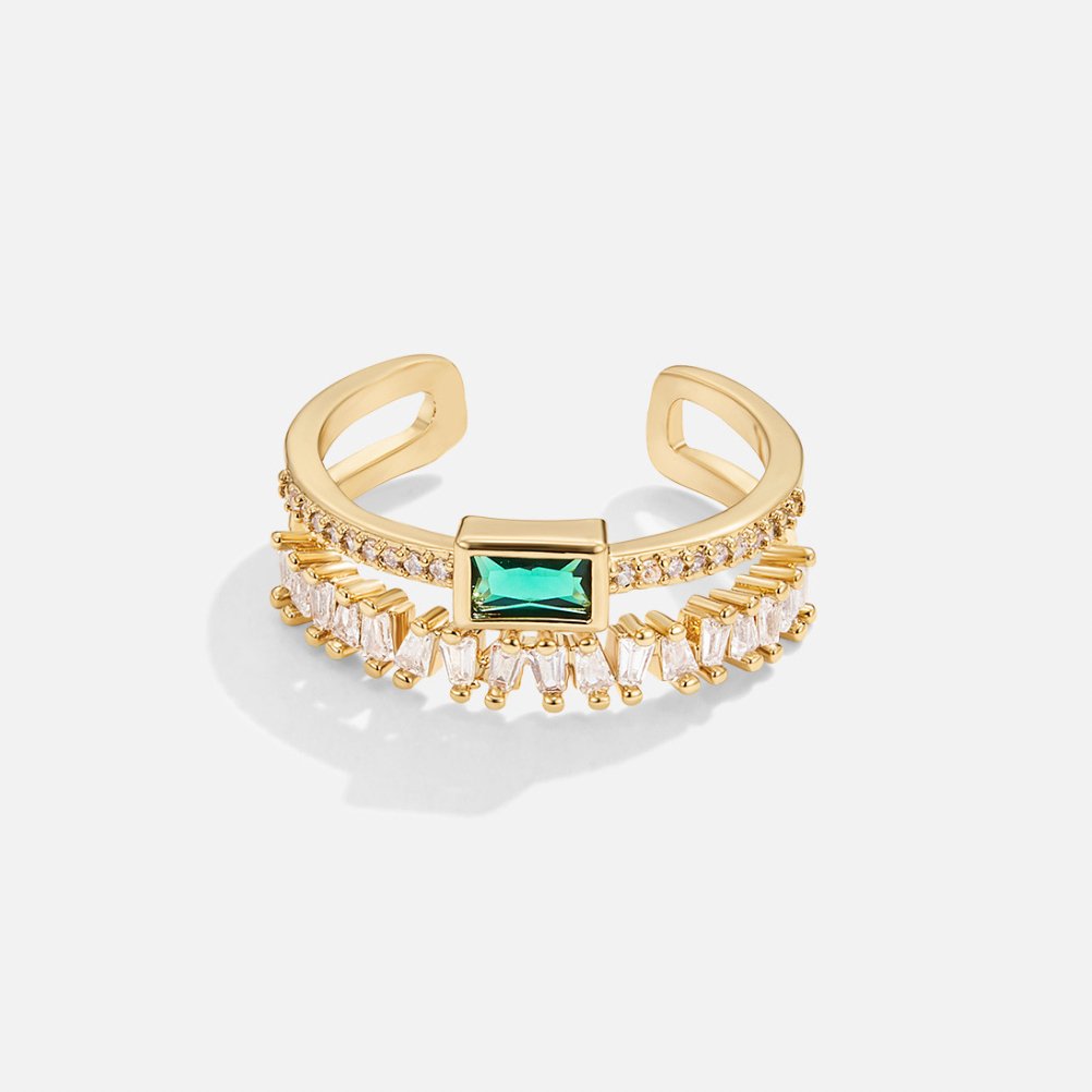 Emerald Open Halo Ring