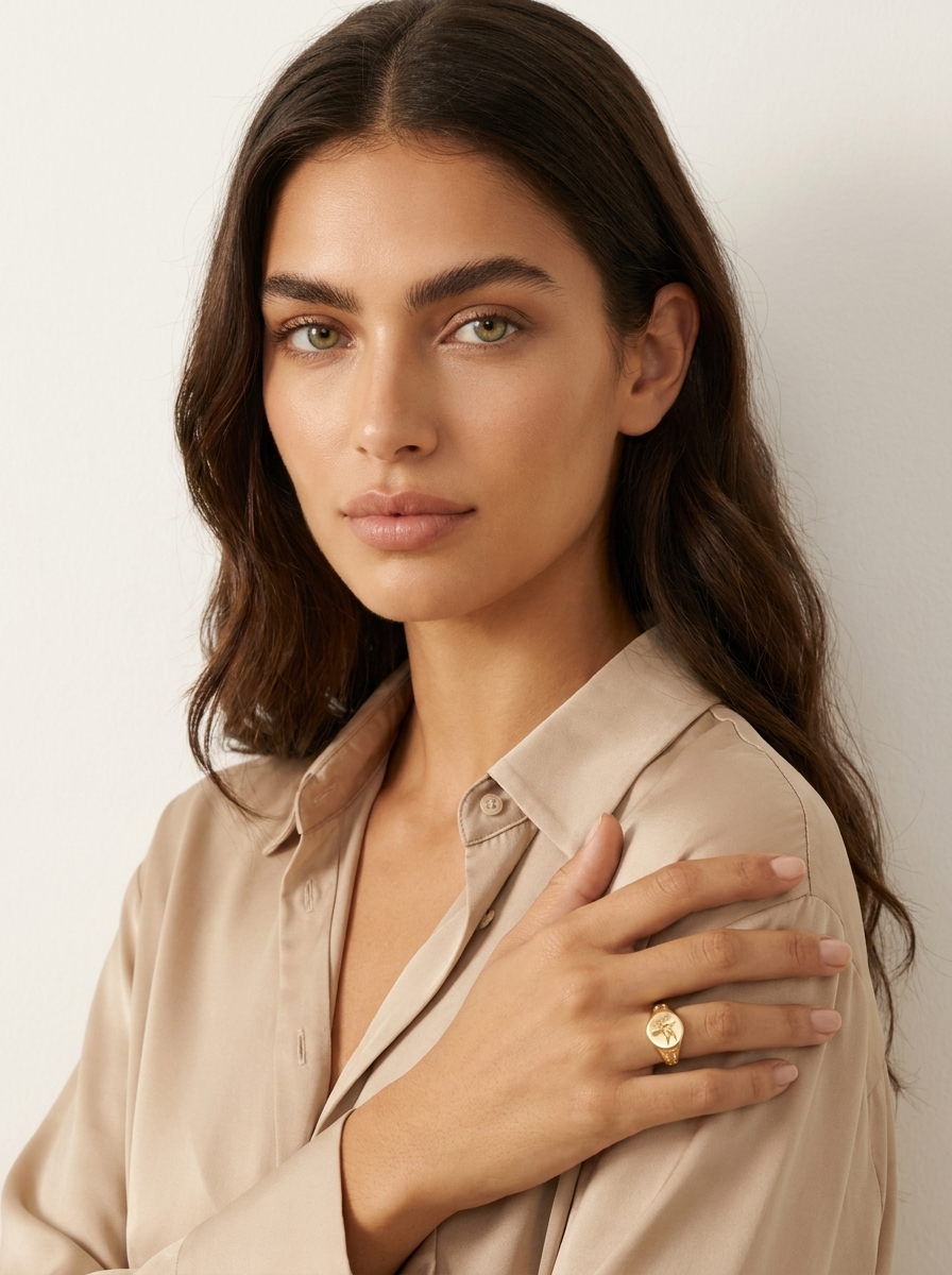 Engraved Signet Gold Ring